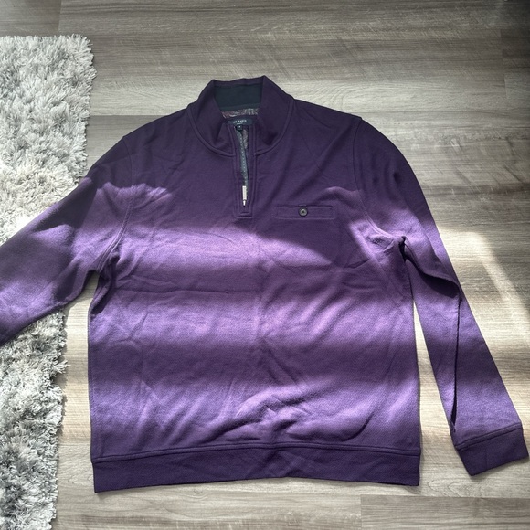 Ted Baker Men's Deep Purple Zip-Up Sweater - Picture 1 of 2